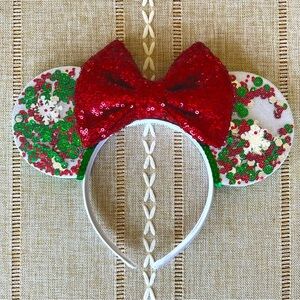 Christmas Red Sequin Bow Mouse Ears Headband